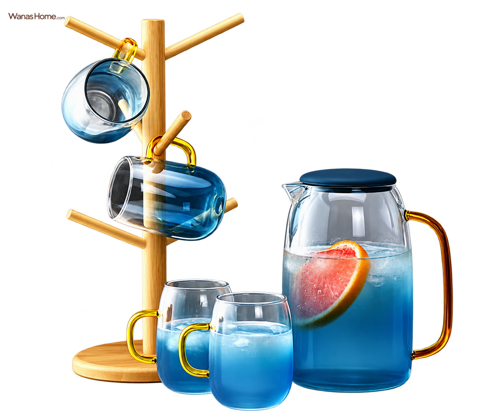 Blue_Glass_Set_Stand_WanasHome_8K-scaled-2.png ابريق زجاج _ 4 كوب - Image 1